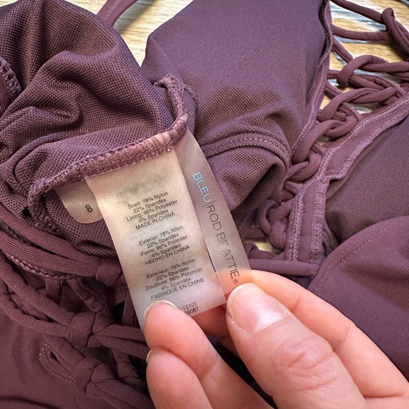 BLEU ROD Beattie Knotty But Nice Lace Down One Piece Swimsuit Aubergine - Picture 5 of 5